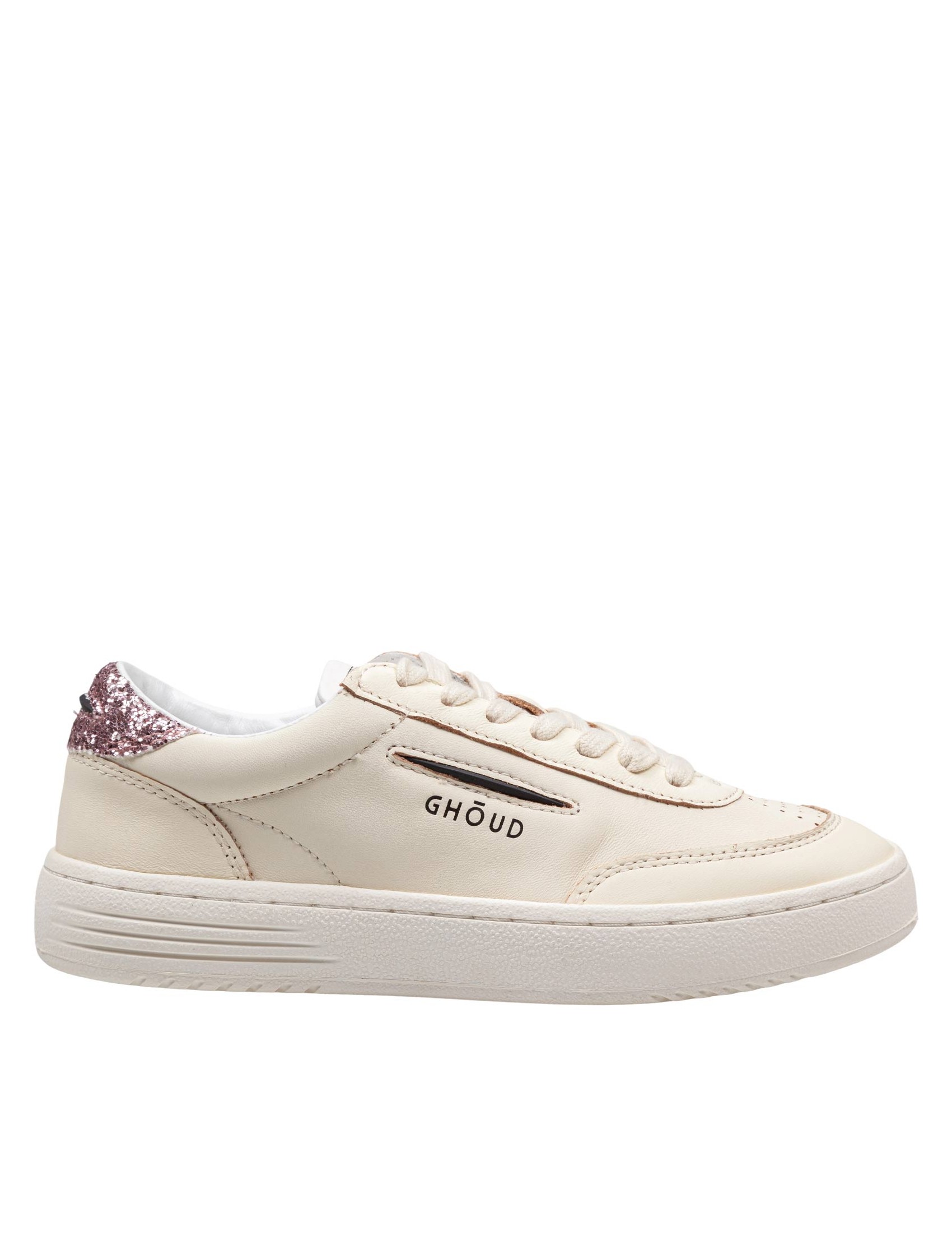 GHOUD LIDO SNEAKERS IN IVORY AND PINK LEATHER