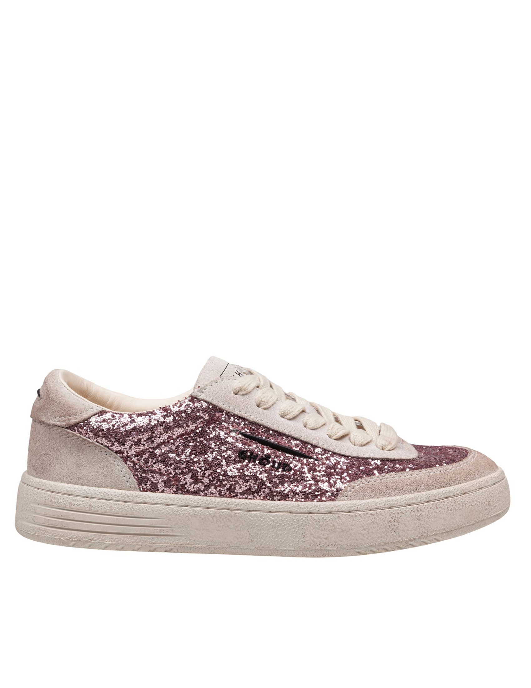 GHOUD LIDO SUEDE AND GLITTER SNEAKERS PINK COLOR