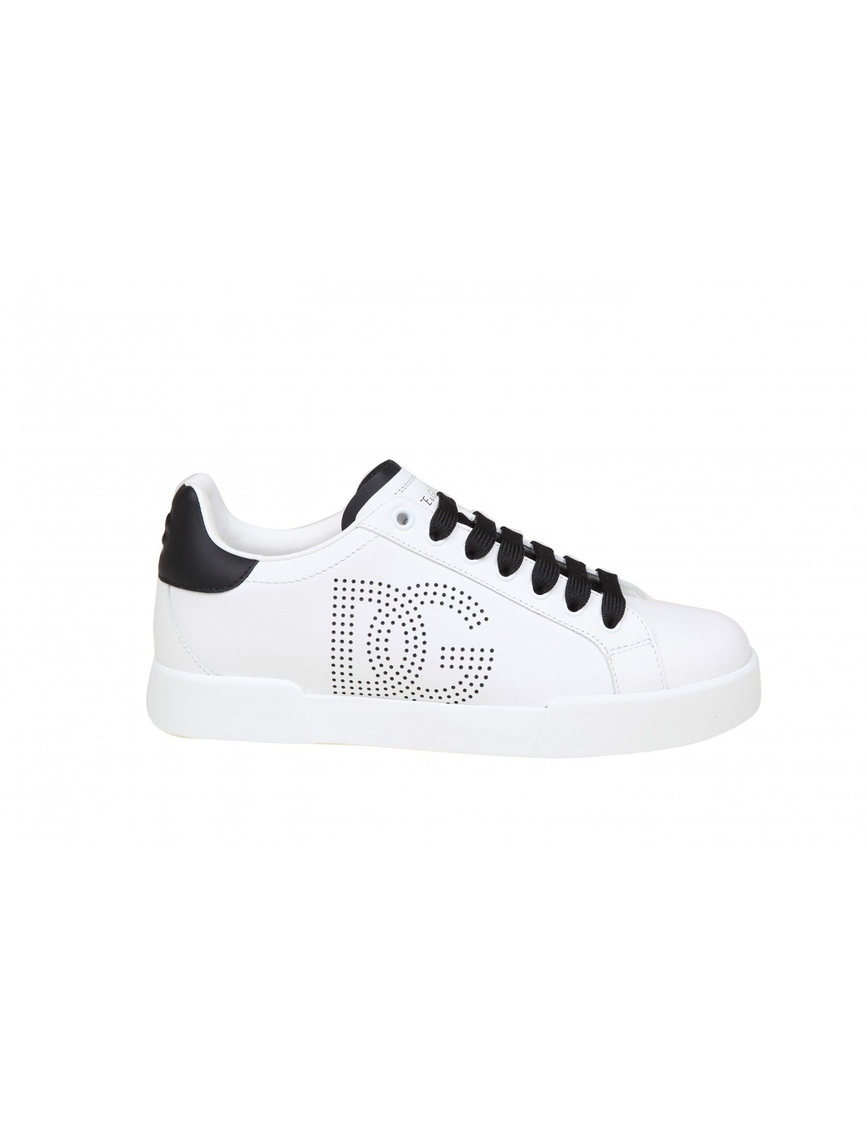 DOLCE & GABBANA PORTOFINO LIGHT SNEAKERS IN BLACK AND WHITE LEATHER