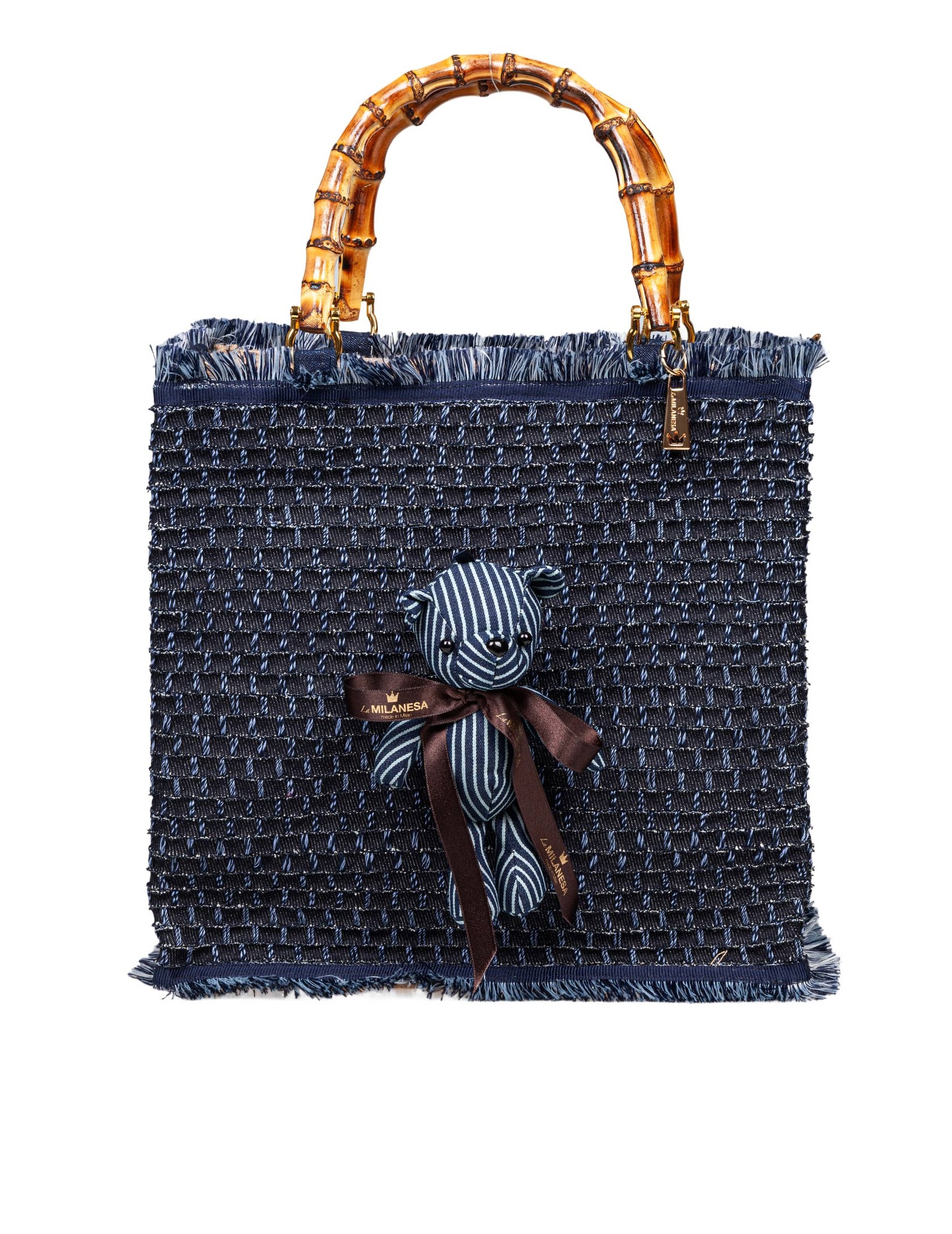 LA MILANESA BORSA PEPE MEDIUM IN DENIM COLORE BLU SCURO