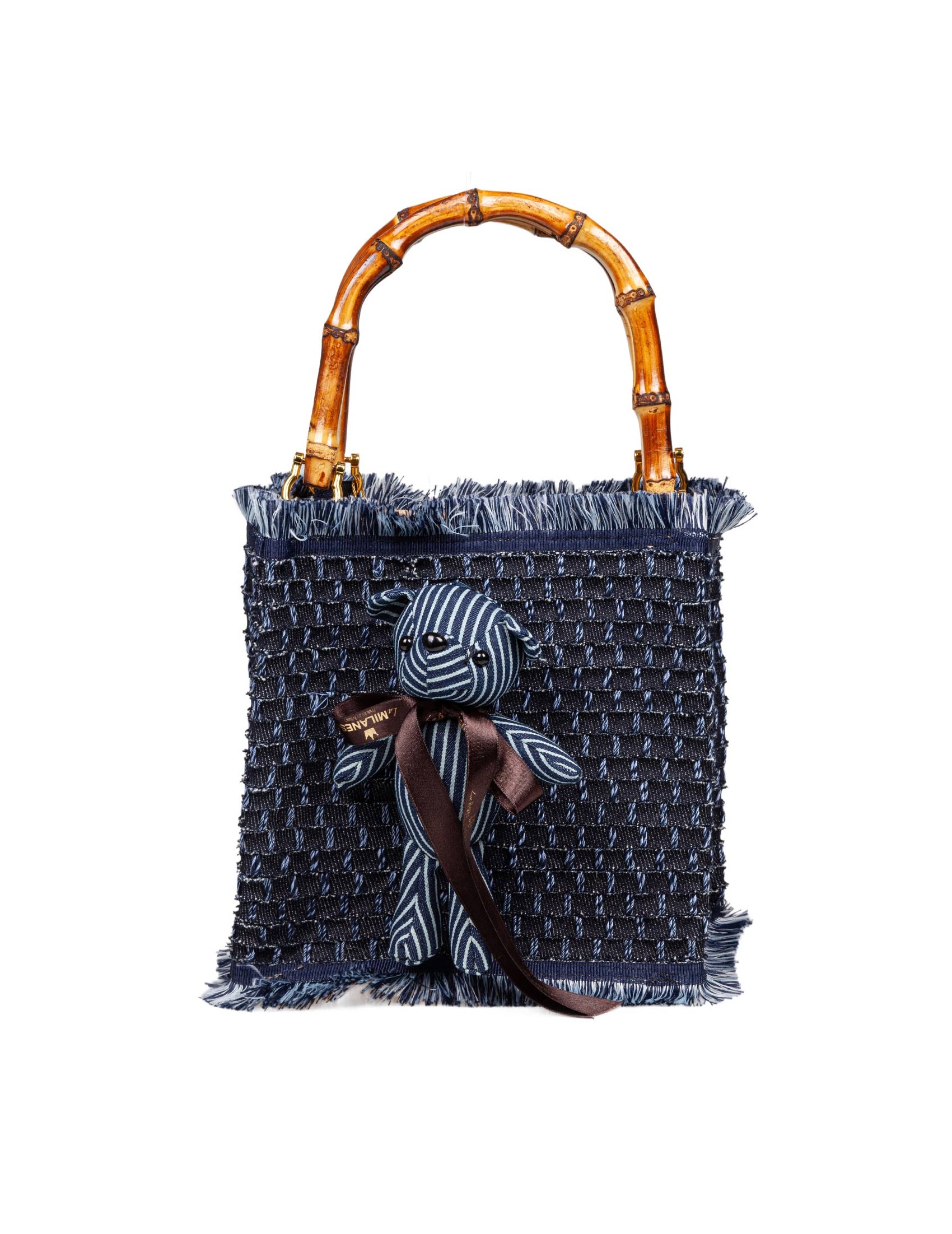 LA MILANESA BORSA PEPE SMALL IN DENIM COLORE BLU SCURO