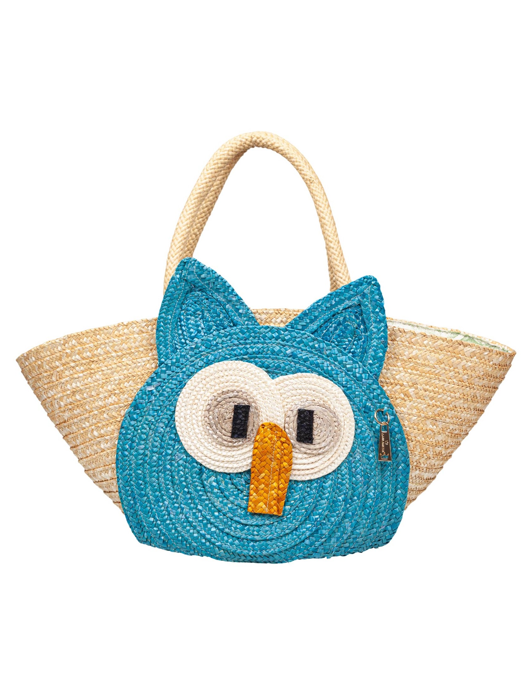 LA MILANESA CIOFFI HANDBAG IN RAFFIA NATURAL AND TURQUOISE COLOR