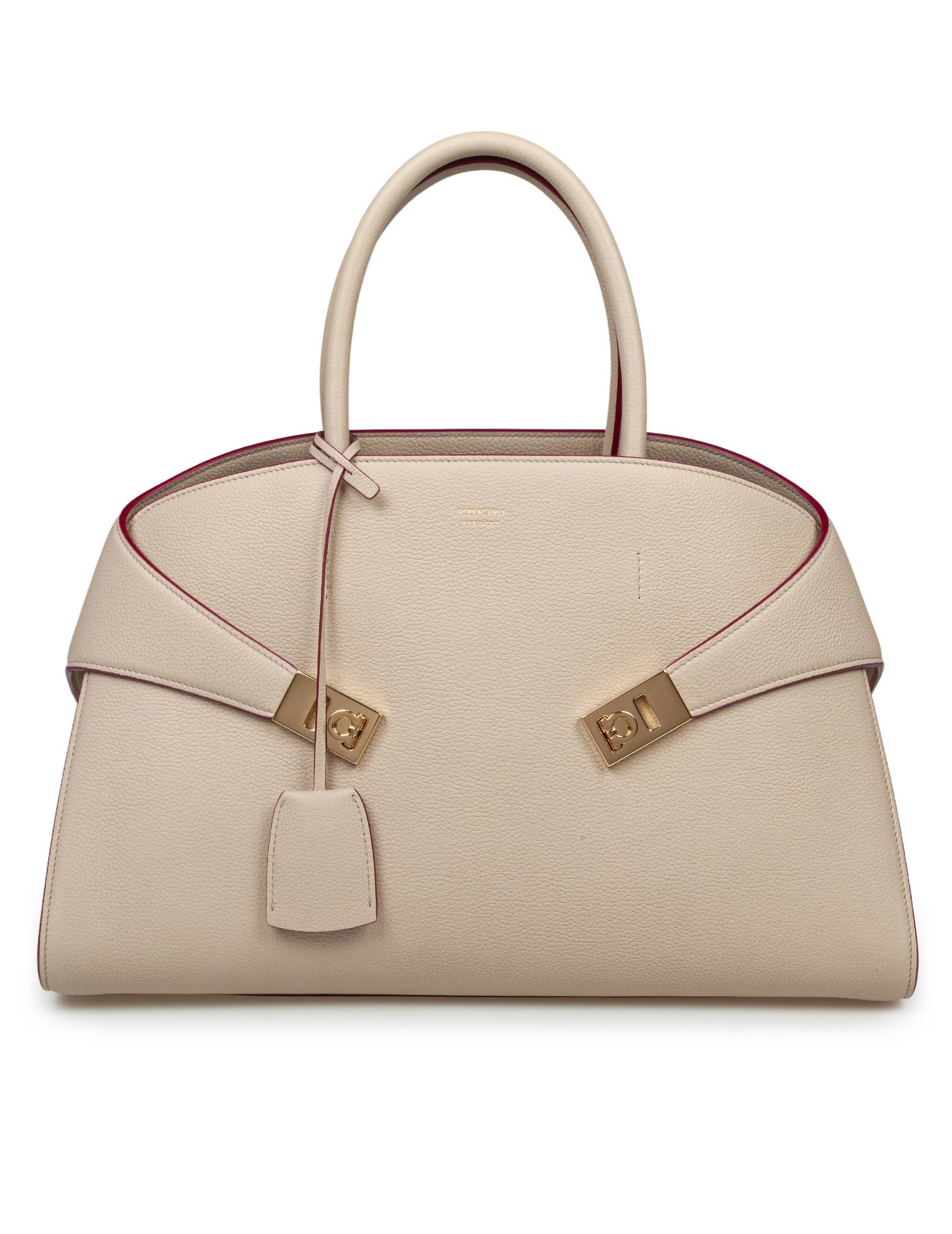 FERRAGAMO BORSA A MANO HUG TH M IN PELLE COLORE STONE