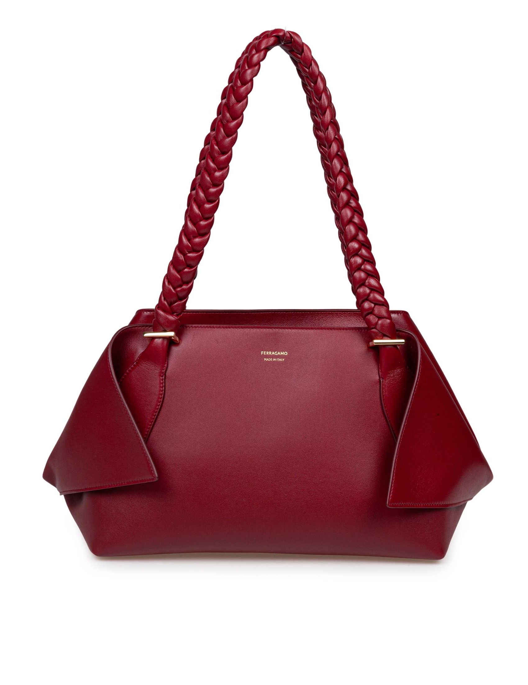 FERRAGAMO SCARF SH M HANDBAG IN CALFSKIN COLOR BURGUNDY