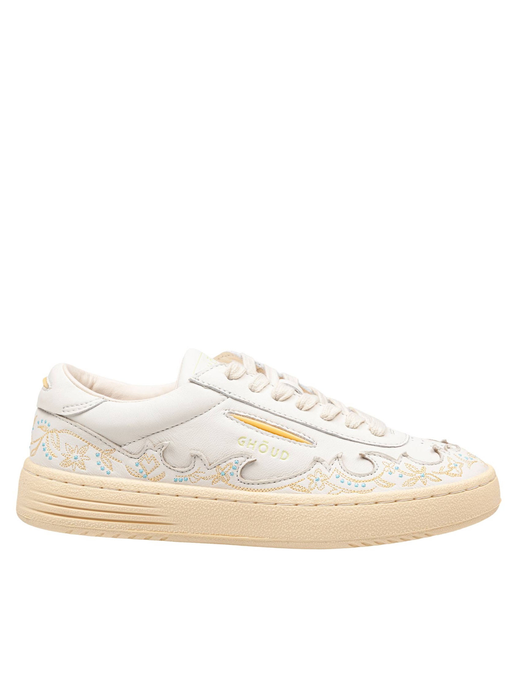 GHOUD LIDO LEATHER SNEAKERS WITH EMBROIDERY