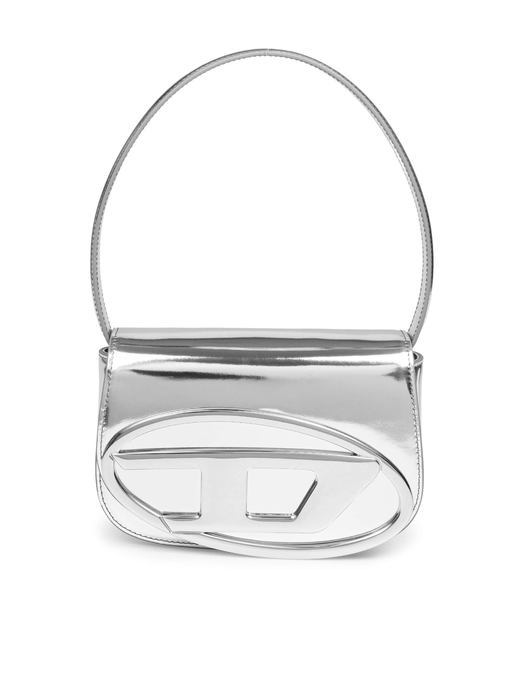 DIESEL BORSA A SPALLA 1DR IN PELLE SPECCHIATA COLORE SILVER