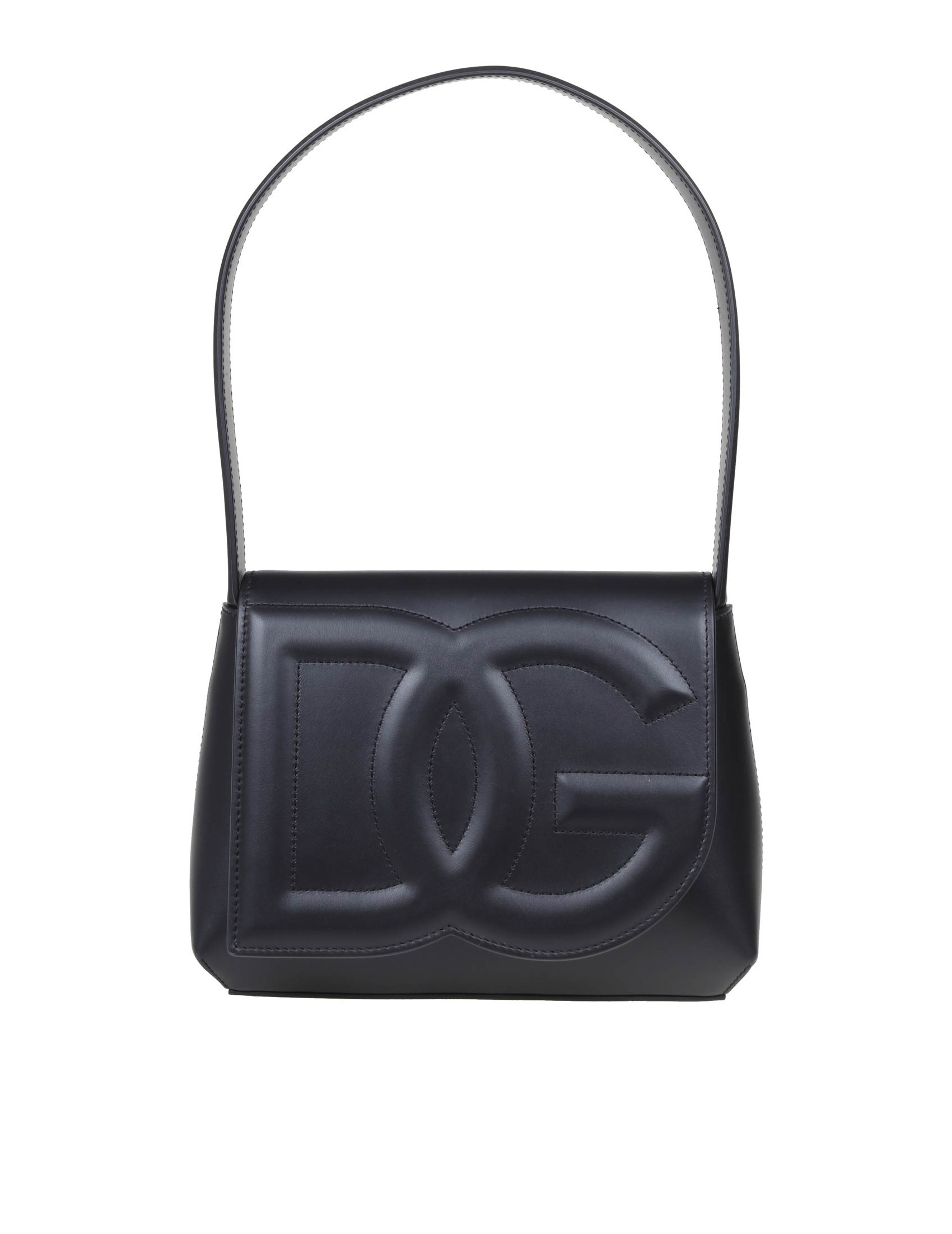 DOLCE & GABBANA LEATHER SHOULDER BAG WITH DG LOGO