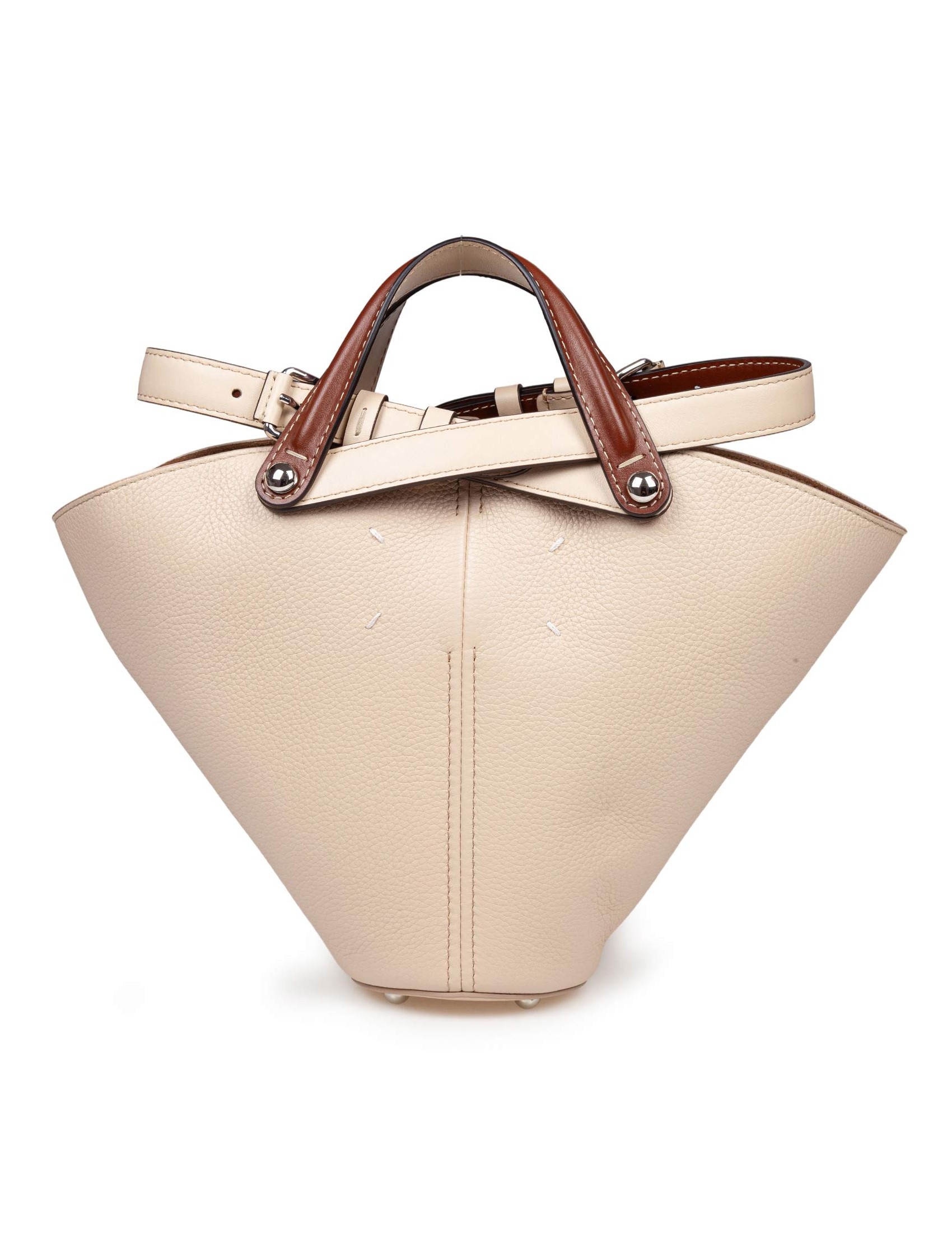 MAISON MARGIELA DRESS-AGE SMALL BUCKET BAG IN BEIGE LEATHER