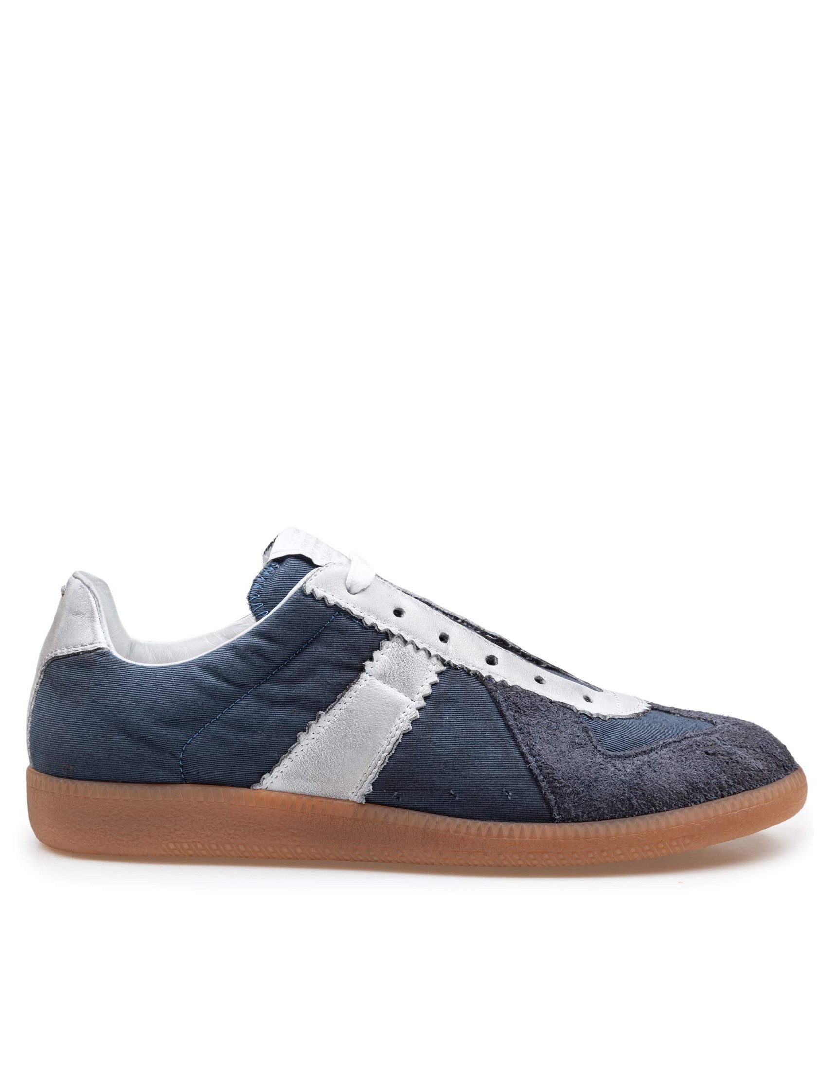 MAISON MARGIELA SNEAKERS REPLICA IN LEATHER AND FABRIC COLOR BLUE/WHITE