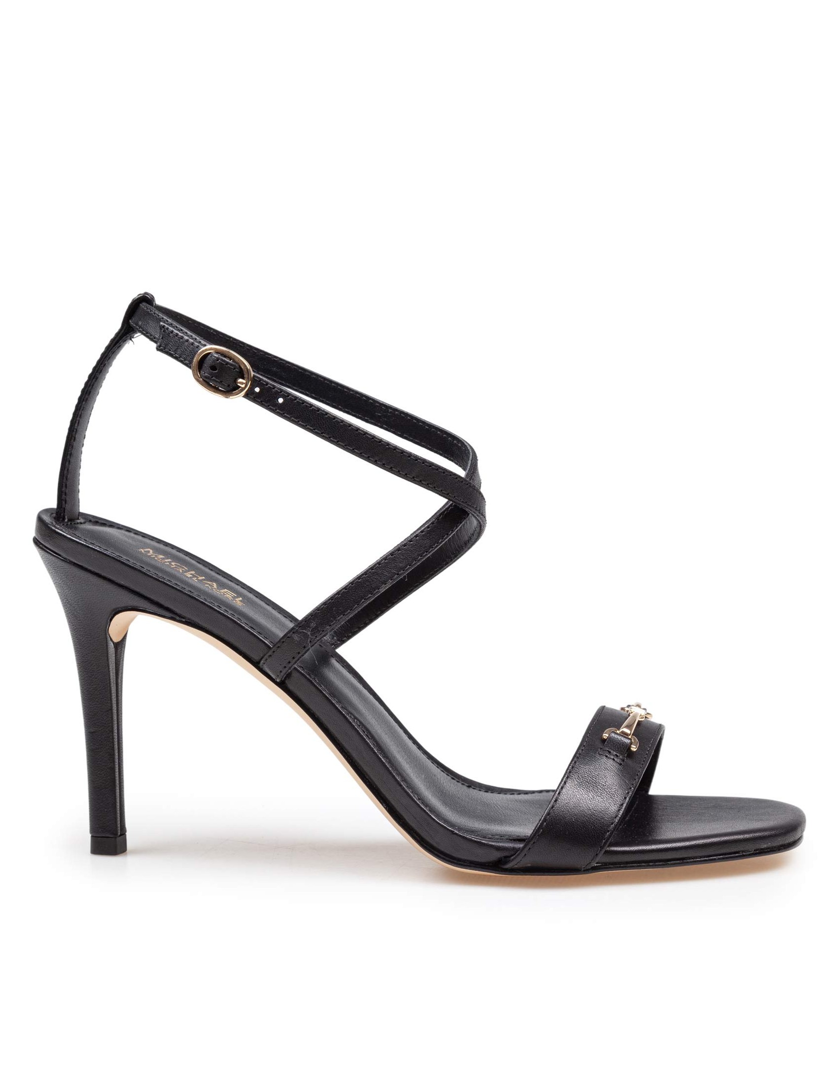 MICHAEL KORS LENA LEATHER SANDAL BLACK COLOR