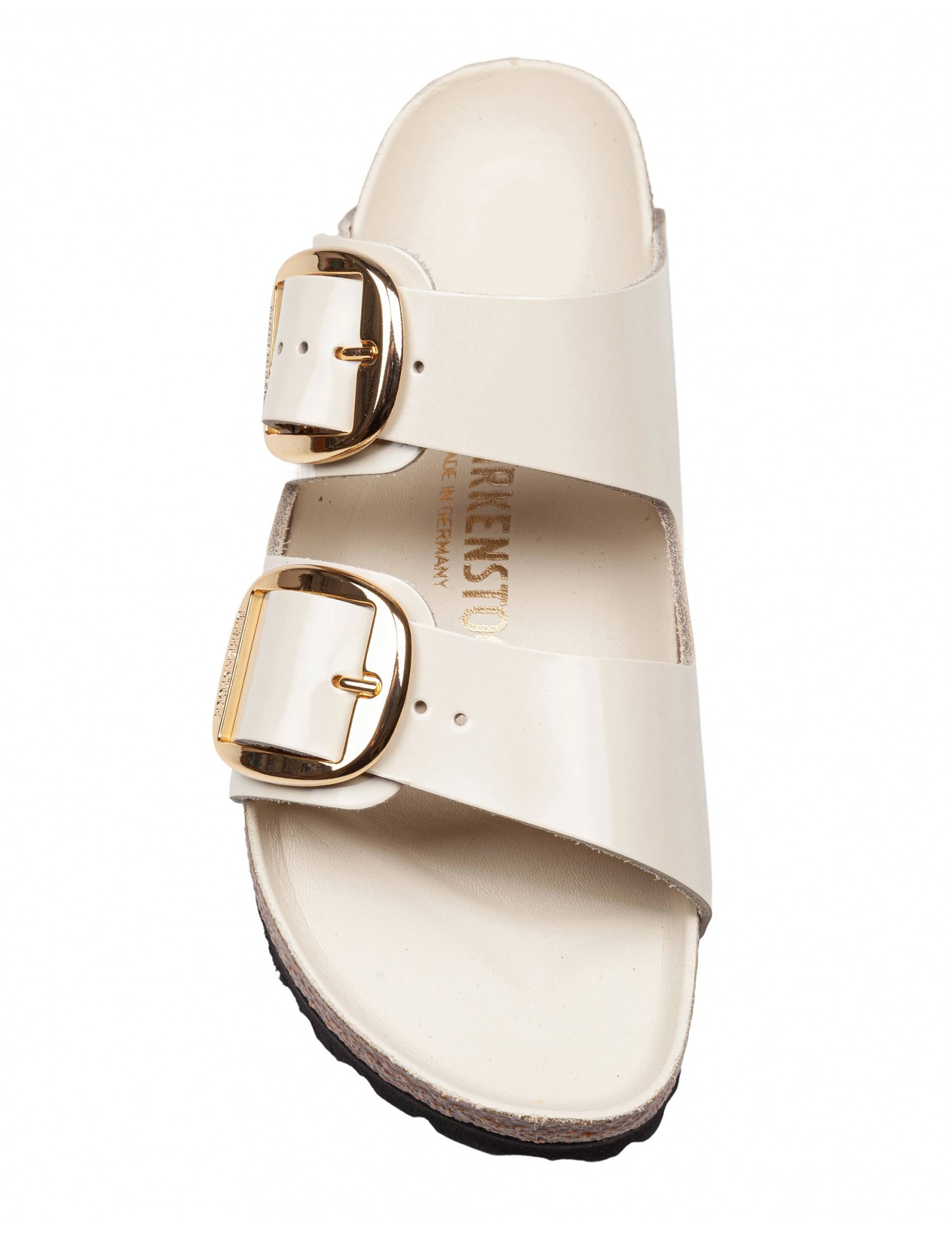 BIRKENSTOCK ARIZONA BIG BUCKLE SHINE SANDAL IN ECRU' LEATHER