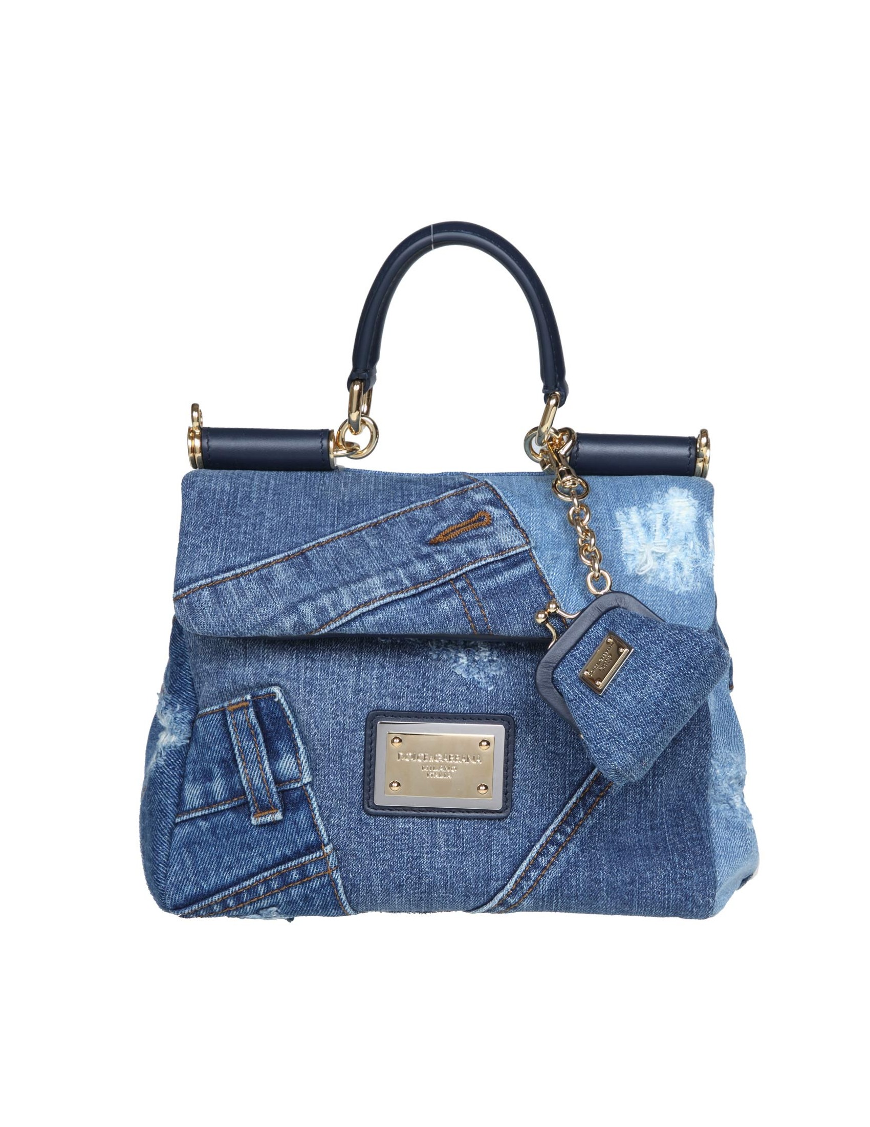 DOLCE & GABBANA SMALL SICILY BAG IN DENIM PATCHWORK