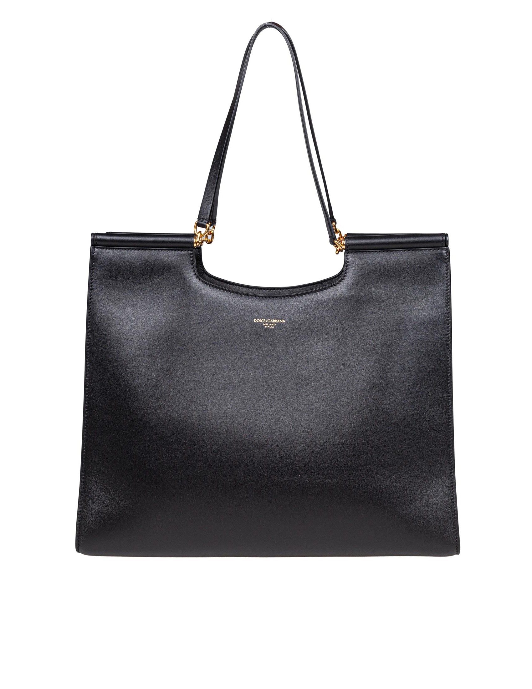 DOLCE & GABBANA SICILY SHOPPING BAG IN BLACK LEATHER