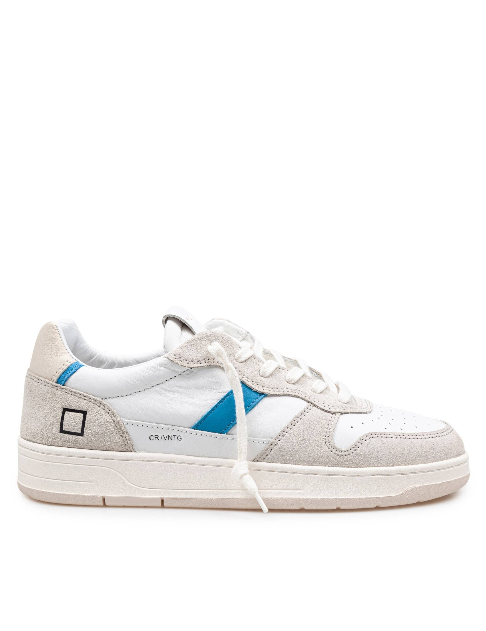 D.A.T.E. SNEAKERS COURT 2.0 IN LEATHER AND SUEDE COLOR WHITE AND BLUETTE