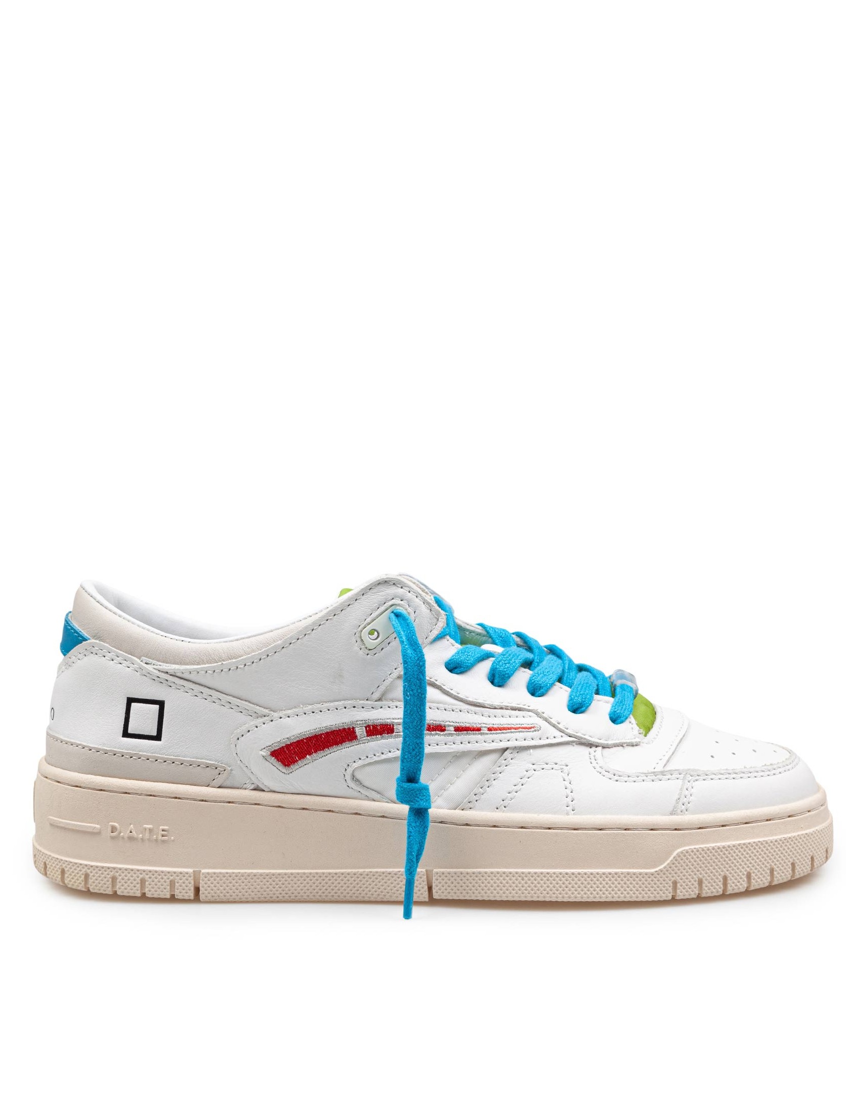 D.A.T.E SNEAKERS TORNEO 80 IN PELLE COLORE BIANCO/ROSSO