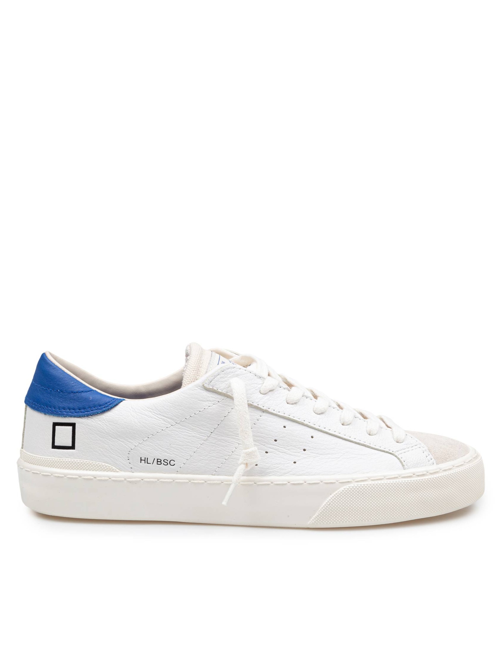 D.A.T.E SNEAKERS HILL LOW IN PELLE E CAMOSCIO COLORE BIANCO E BLUETTE