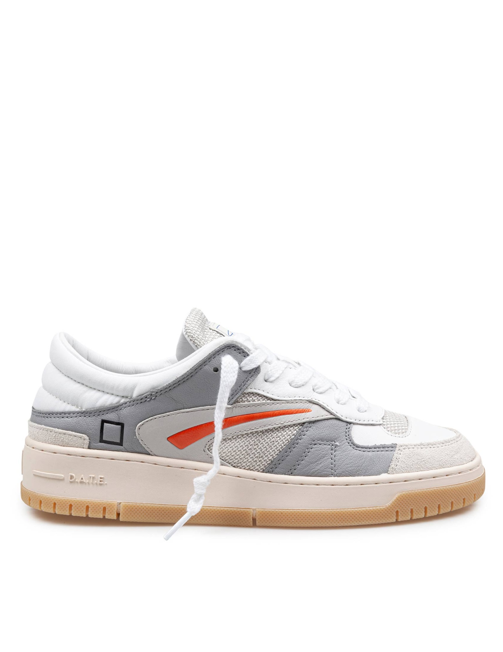 D.A.T.E SNEAKERS TORNEO COLLAR NET IN PELLE COLORE BIANCO E GRIGIO