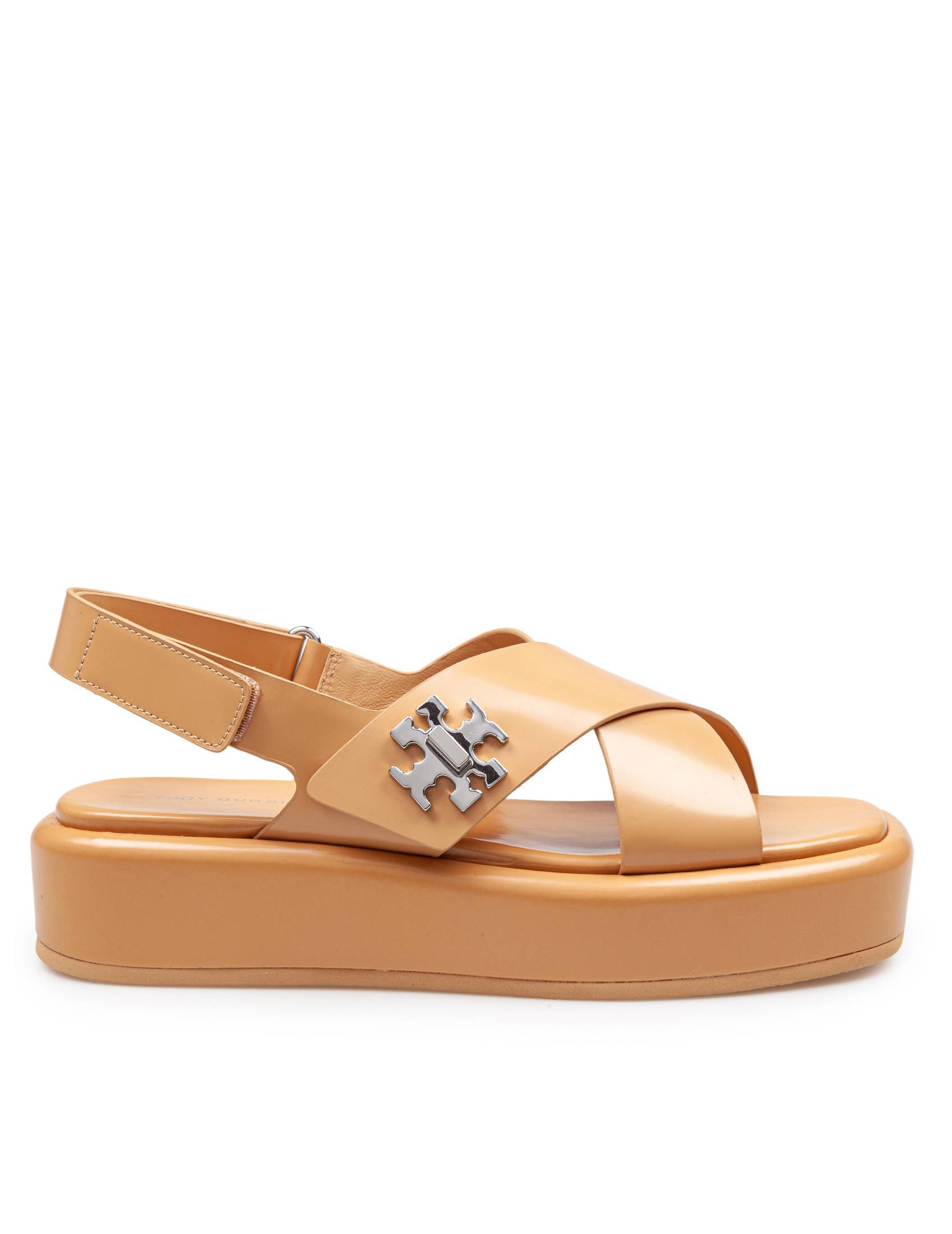 TORY BURCH T LOCK SANDAL WITH PLATFORM IN LEATHER COLOR CANTUCCI