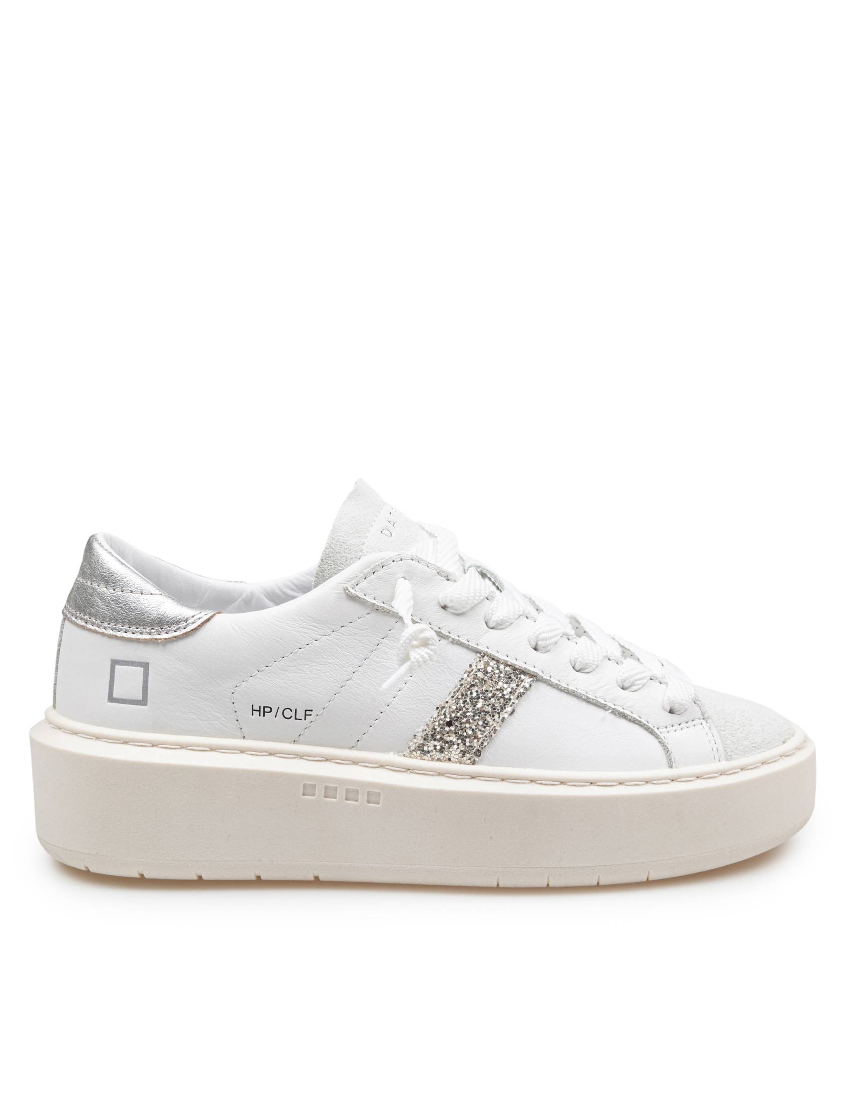 D.A.T.E HILL LOW LEATHER SNEAKERS COLOR WHITE/SILVER