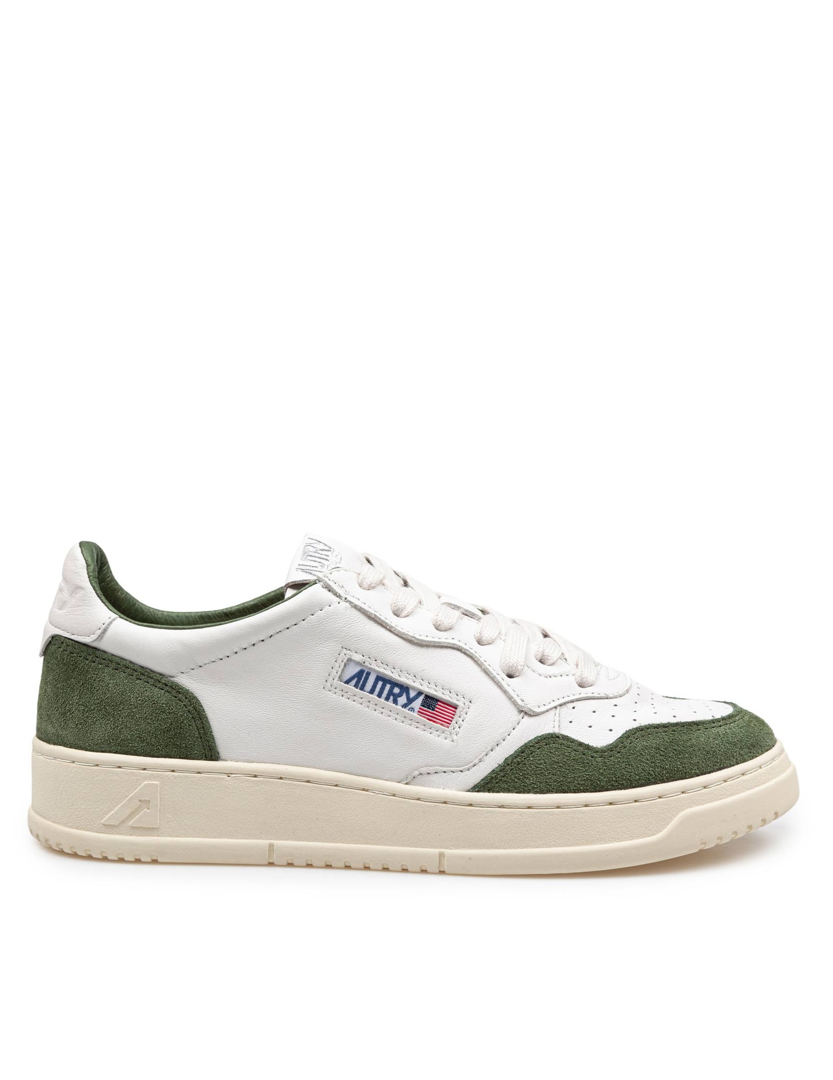 AUTRY MEDALIST SNEAKERS IN LEATHER AND SUEDE COLOR WHITE AND GREEN