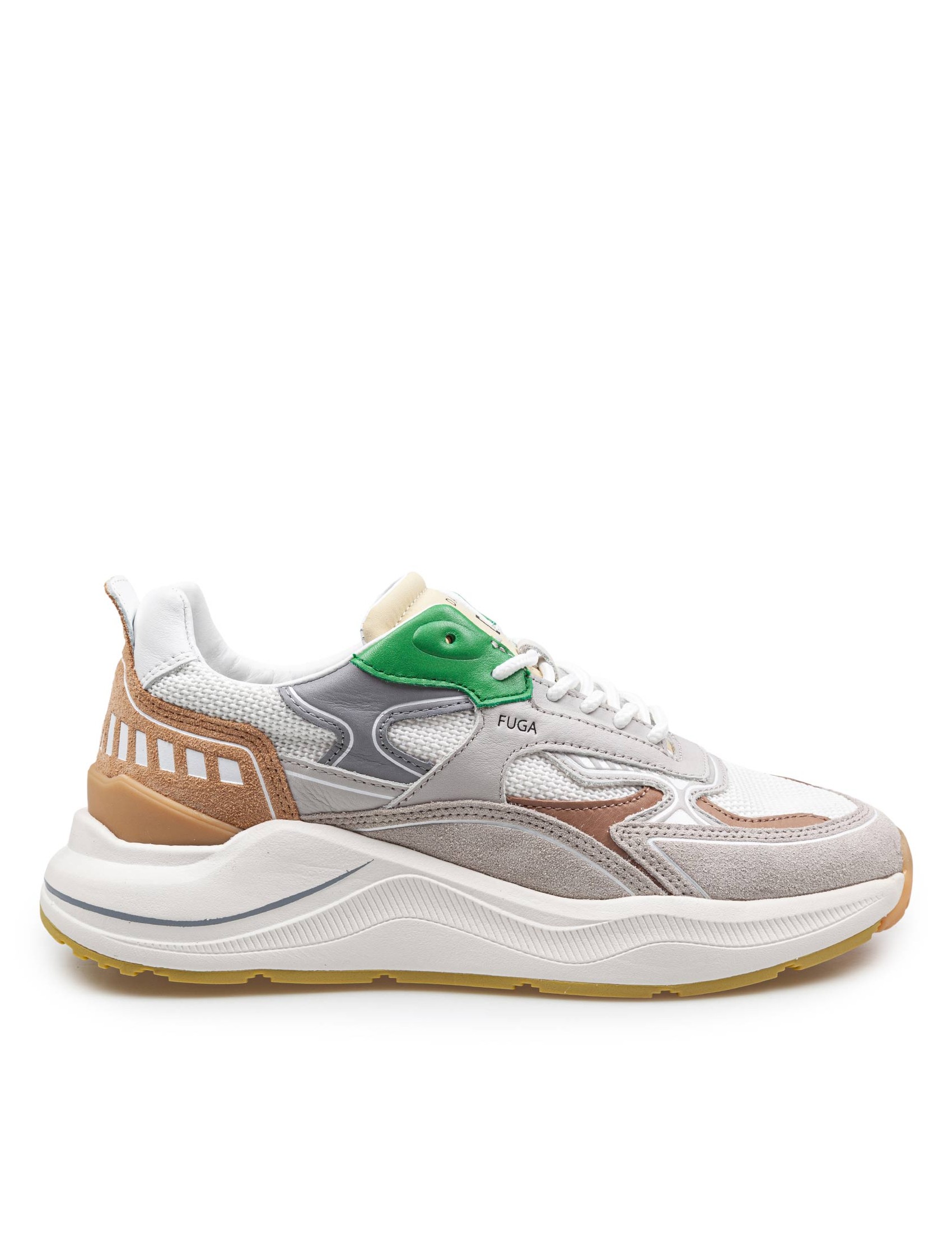 D.A.T.E FUGA SNEAKERS IN FABRIC AND SUEDE COLOR WHITE/GREEN