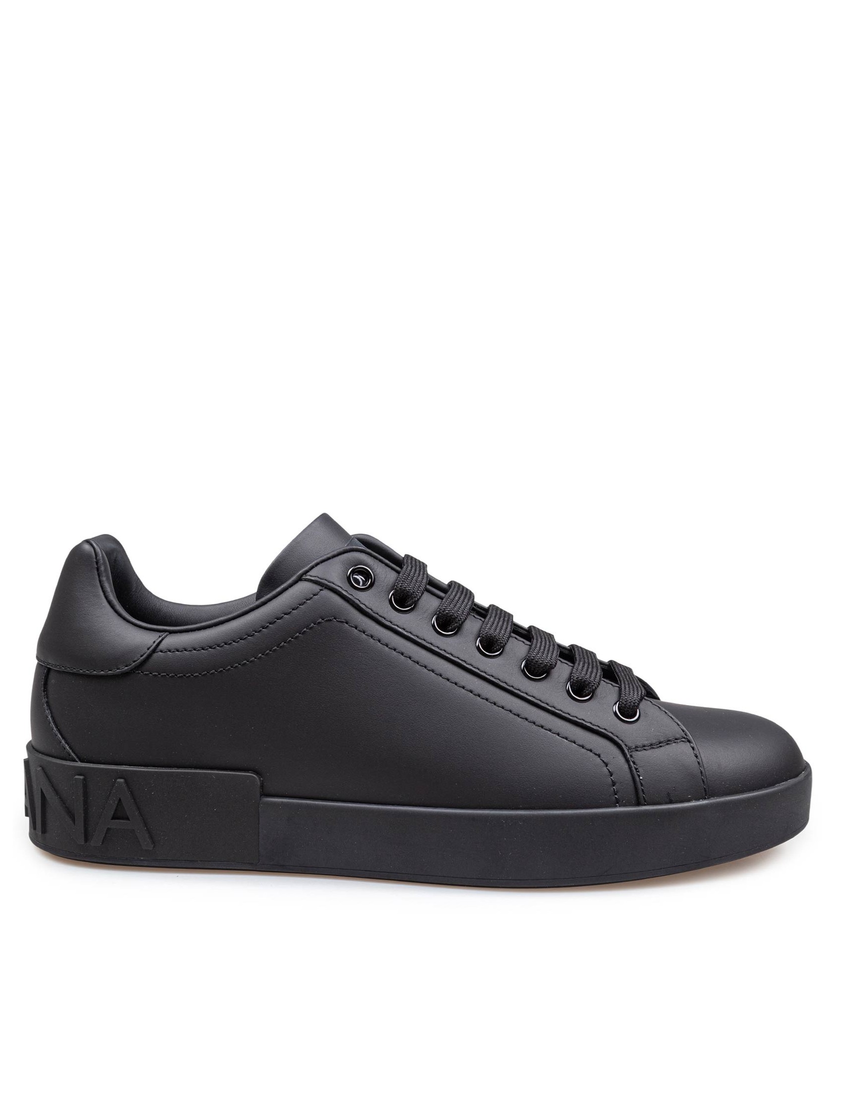 DOLCE & GABBANA PORTOFINO SNEAKERS IN BLACK CALFSKIN